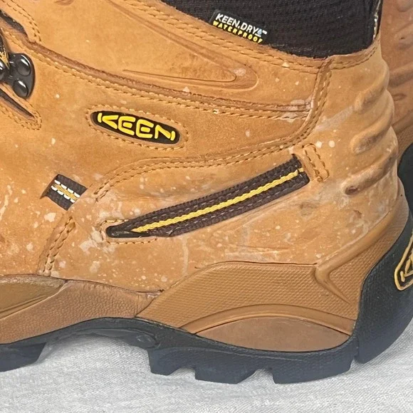 KEEN Mens Waterproof Hiking Boots 12EE Brown Leather Safety Toe READ - Picture 7 of 16